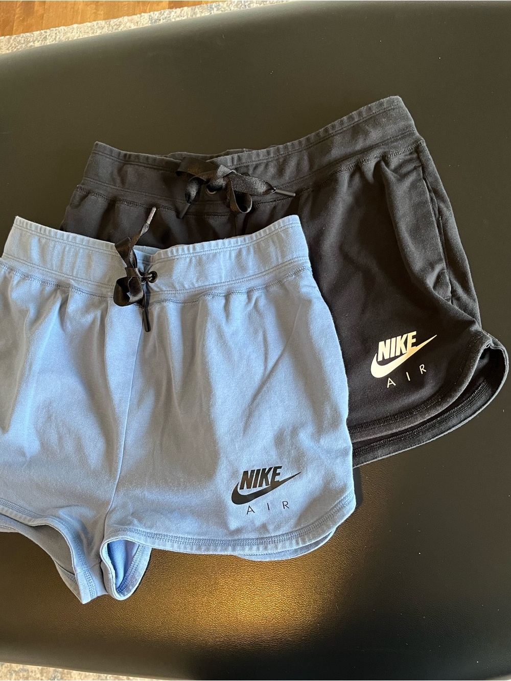 Nike Air Cotton-Blend Shorts - Black & Light Blue -small